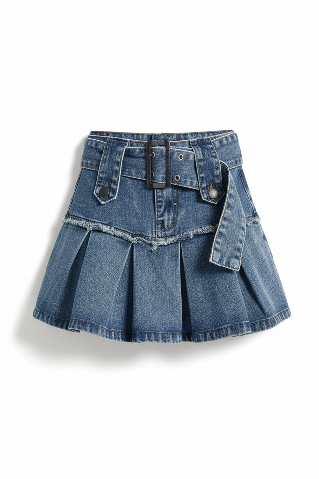 Jupe Jean Plissée Taille Haute Y2K