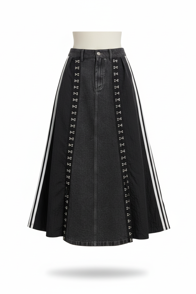 Jupe En Jeans Noir Longue