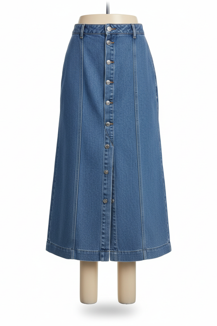 Jupe Jean Bleu Clair Boutonnée Décontractée Pratique