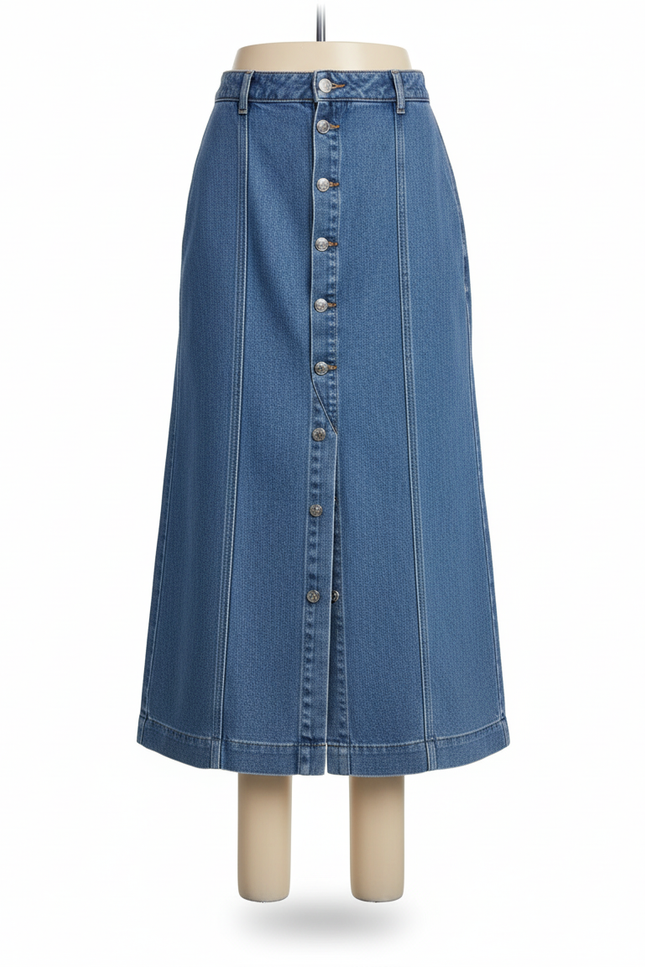 Jupe Jean Bleu Clair Boutonnée Décontractée Pratique