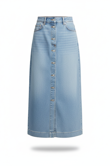 Jupe Jean Midi Boutonnée Décontractée
