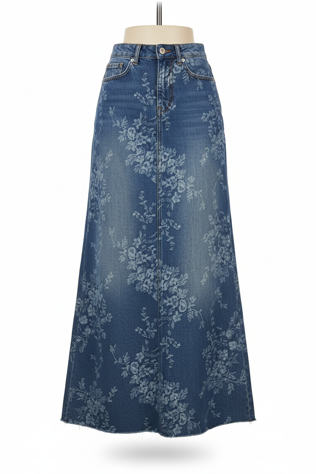 Longue Jupe En Jean Sans Fente