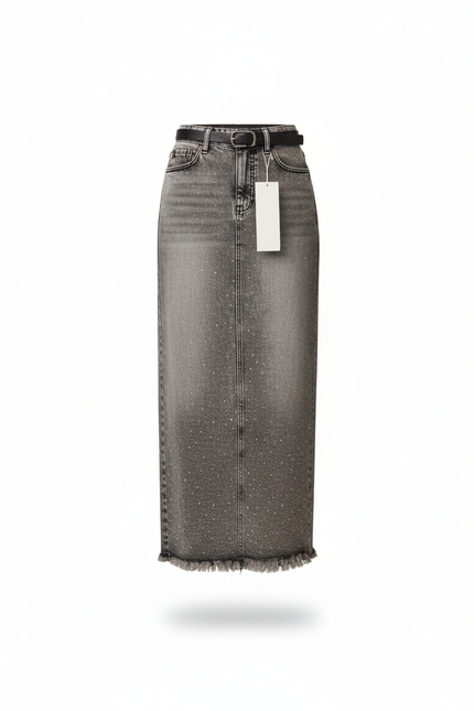 Jupe Jean Strass Longue Chic