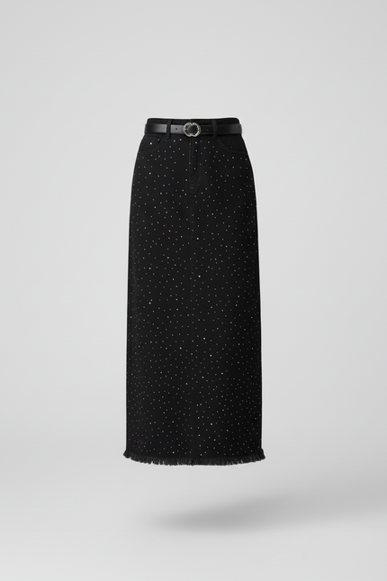 Jupe Jean Noire Strass Chic