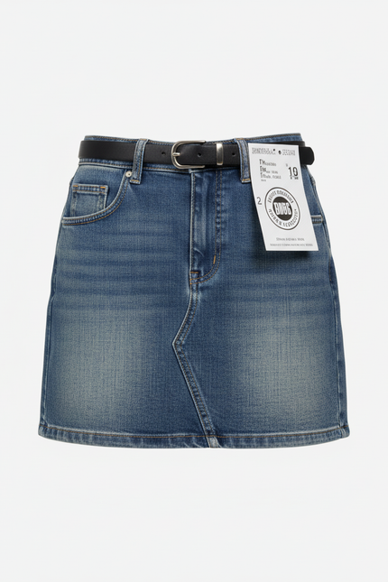 Jupe Jean Bleu Délavé Trapèze Décontractée