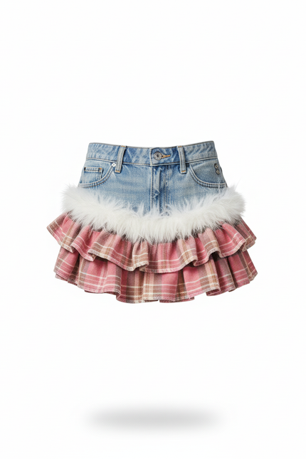 Jupe Jean Mini Patchwork Décontractée