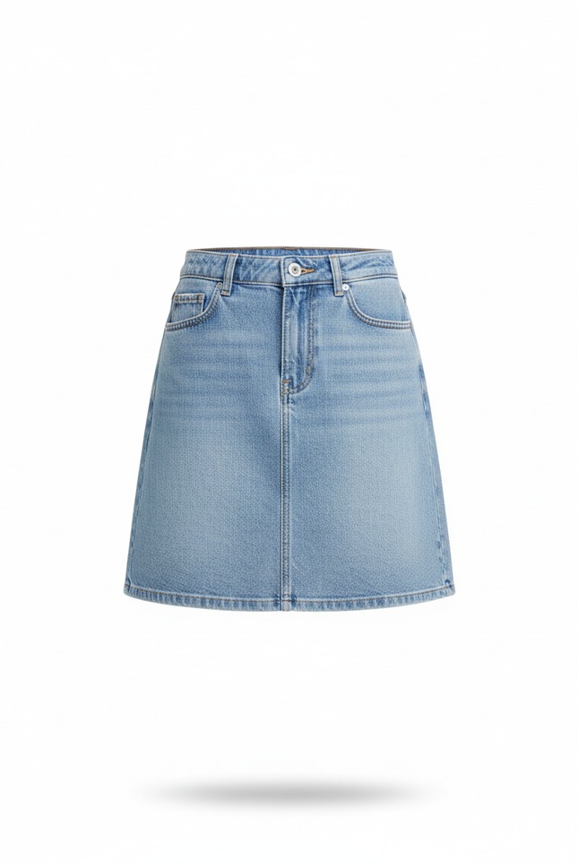 Jupe Jean Bleu Clair Coupe Trapèze Décontractée