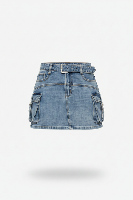 Jupe Jean Mini Cargo Décontractée Cool