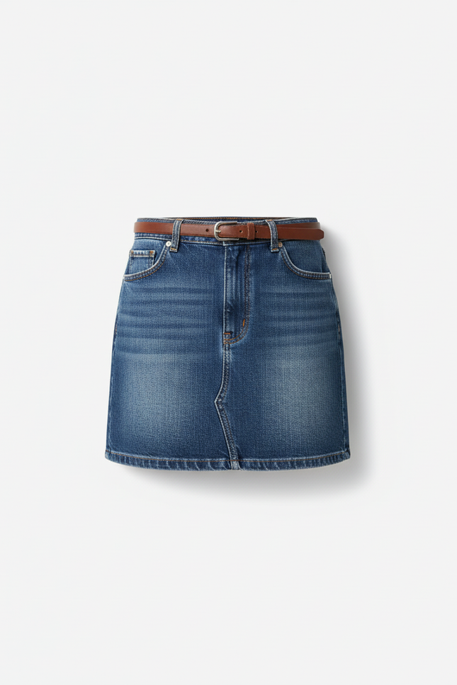 Jupe Jean Délavée Courte Décontractée