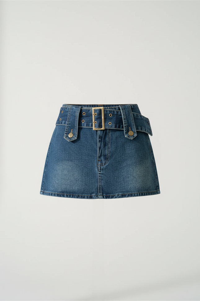 Jupe Jean Micro Ceinturée Chic