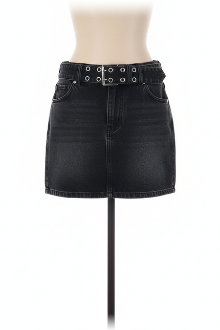 Jupe Jean Gris Délavé Ceinturée Chic