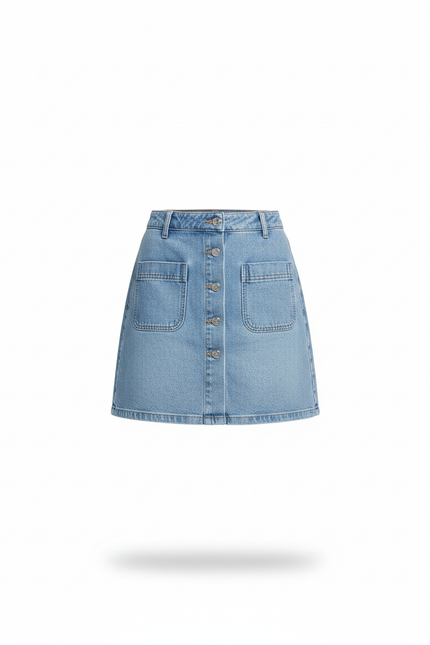 Jupe Jean Bleu Clair Boutonnée Classique