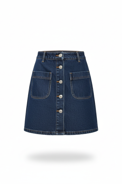 Jupe Jean Trapèze Boutonnée Décontractée