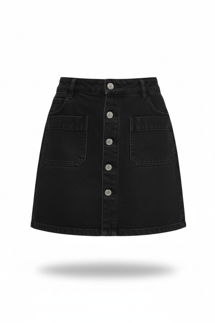 Jupe Jean Noire Coupe Trapèze Chic