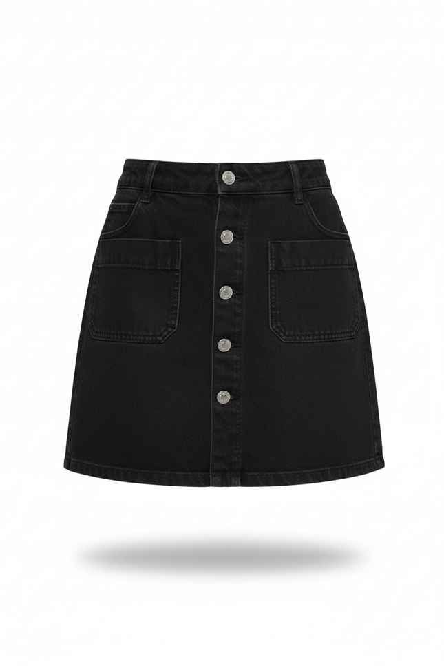 Jupe Jean Noire Coupe Trapèze Chic