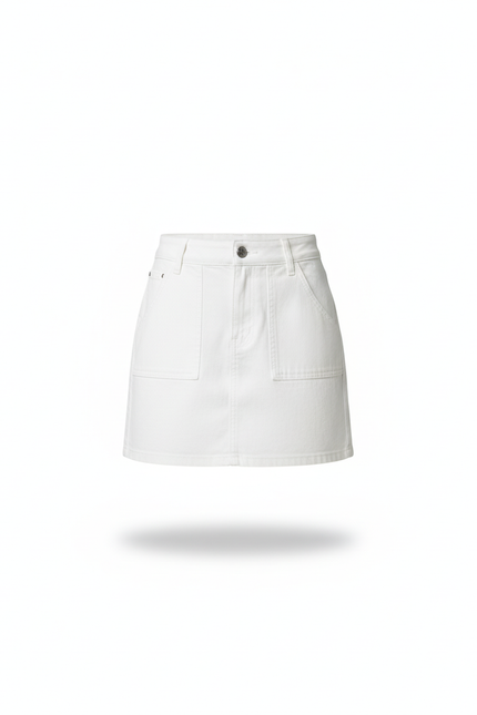 Jupe Jean Blanche Courte Décontractée Essentielle