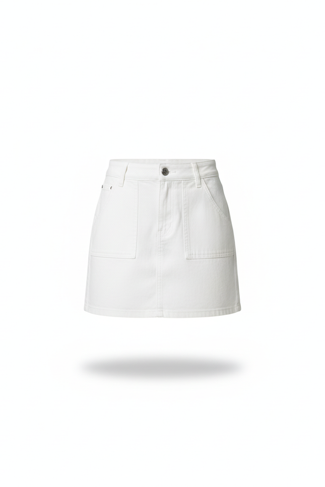 Jupe Jean Blanche Courte Décontractée Essentielle