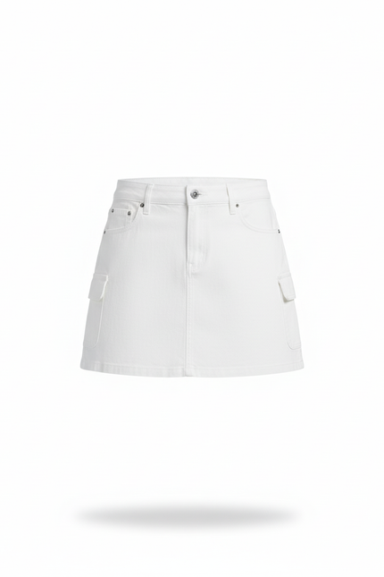 Jupe Jean Blanche Cargo Chic