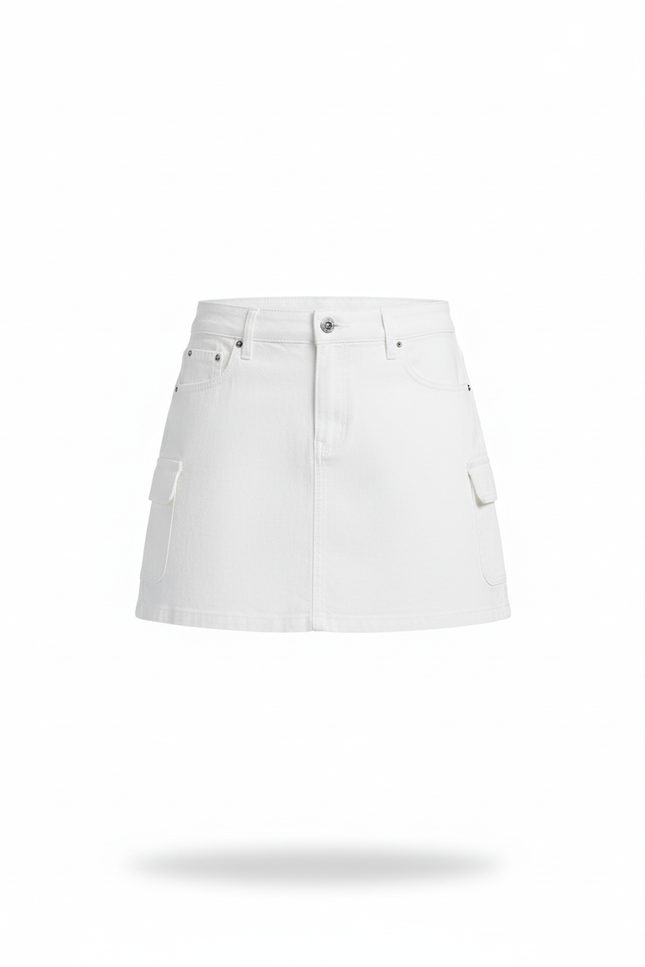 Jupe Jean Blanche Cargo Chic