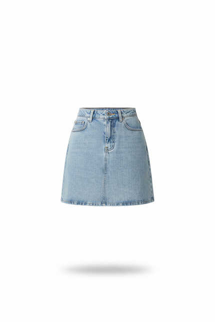 Jupe Jean Bleu Clair Taille Haute Décontractée Relax