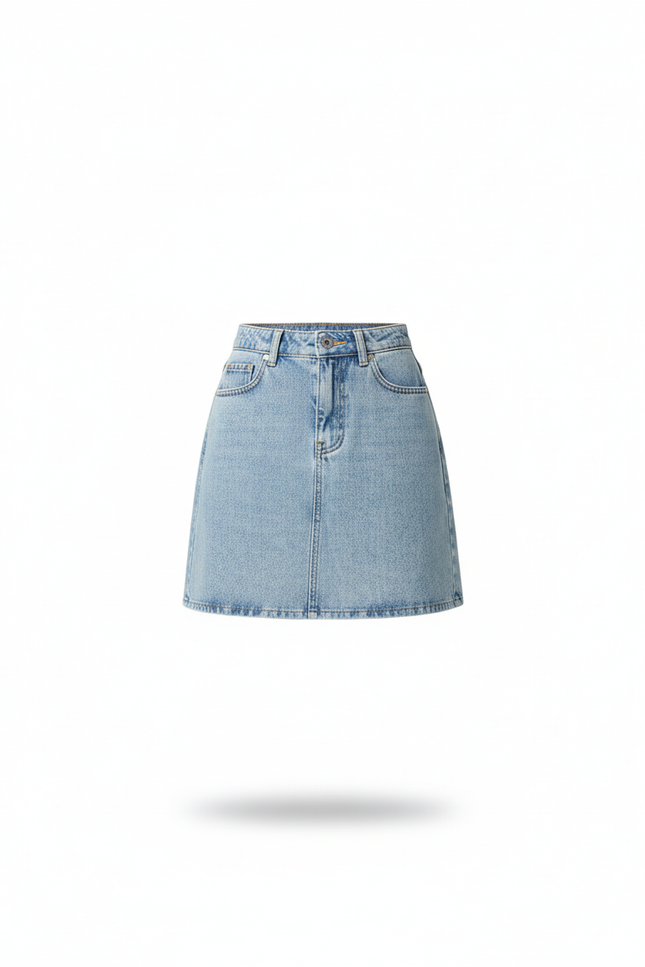 Jupe Jean Bleu Clair Taille Haute Décontractée Relax