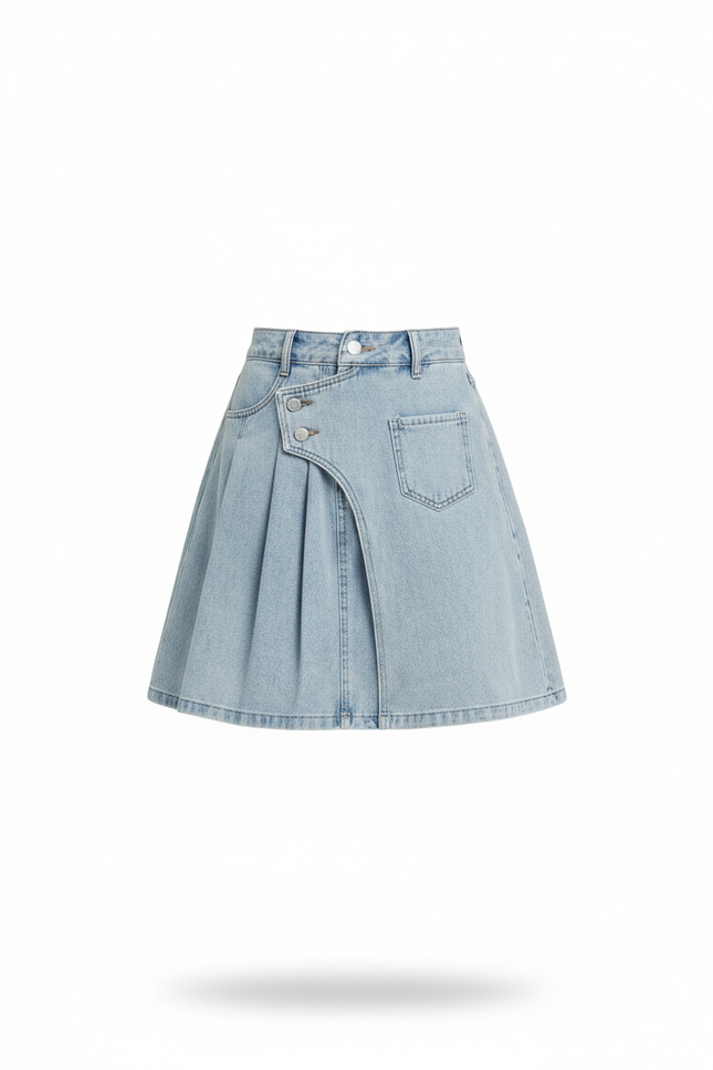 Jupe Jean Bleue Claire Plissée Chic