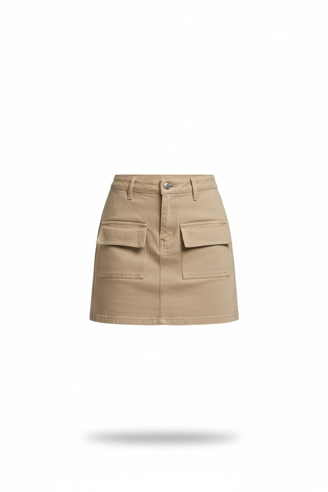 Jupe Jean Beige Poches Cargo Chic
