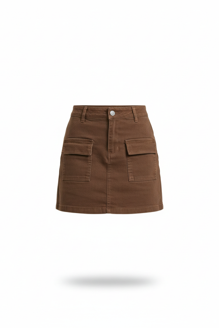 Jupe Jean Marron À Poches Chic