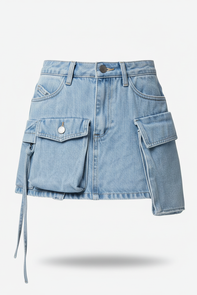 Jupe Jean Poches Cargo Splicée Décontractée