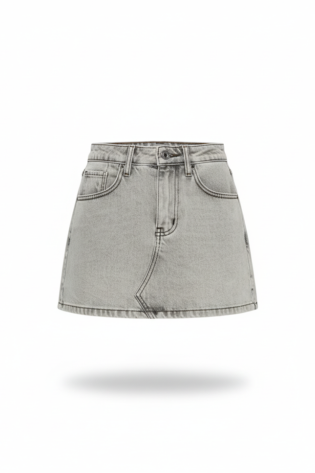 Jupe Jean Gris Délavé Mini Décontractée