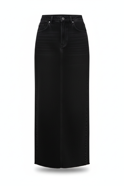 Jupe Jean Noire Longue A-Line Chic