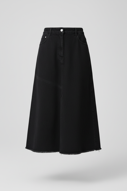 Jupe Jean Noire Évasée Chic