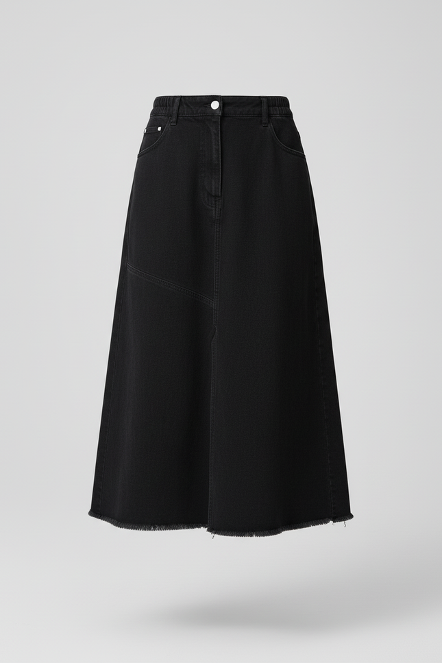 Jupe Jean Noire Évasée Chic