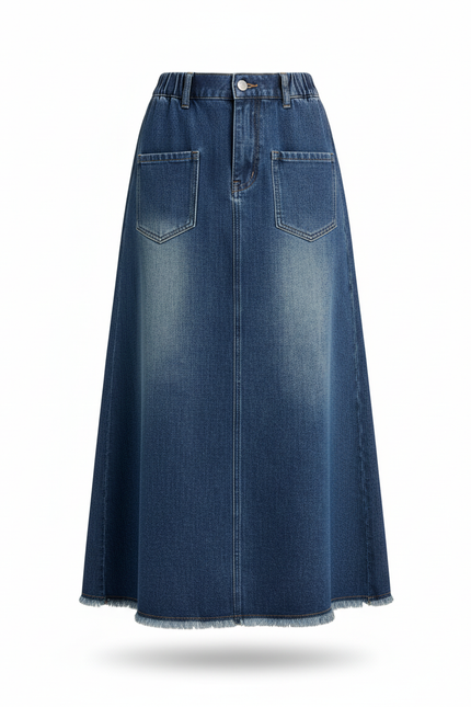 Jupe Jean Longue Évasée Fluide Agréable