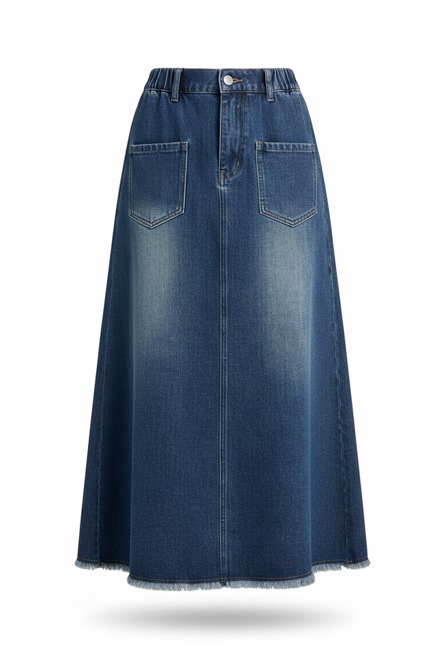Jupe Jean Longue Évasée Fluide Agréable