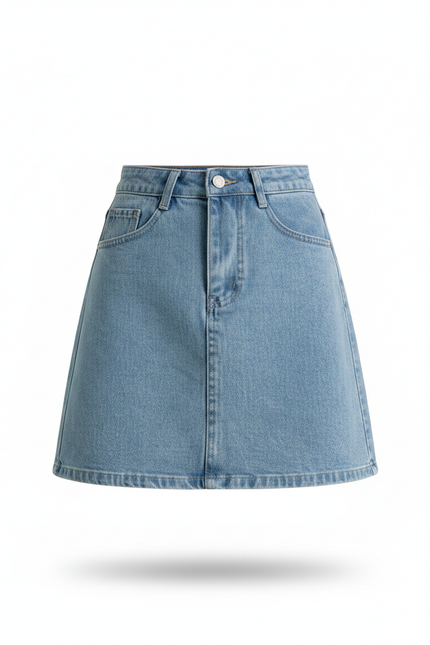 Jupe Jean Bleu Clair Mini Décontractée Vaporeuse