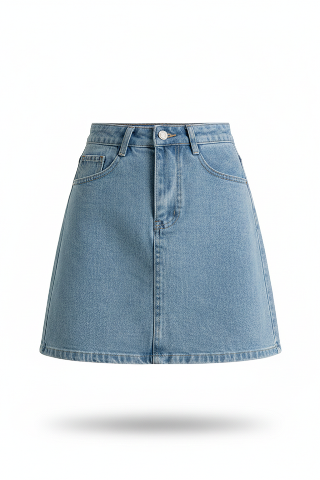 Jupe Jean Bleu Clair Mini Décontractée Vaporeuse