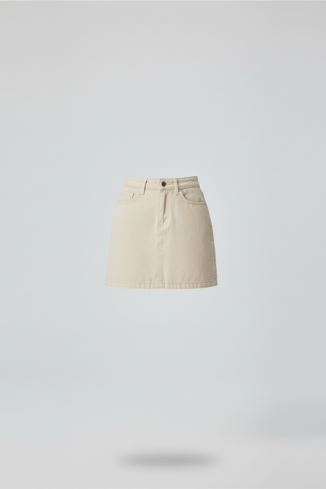 Jupe Jean Beige Mini Décontractée