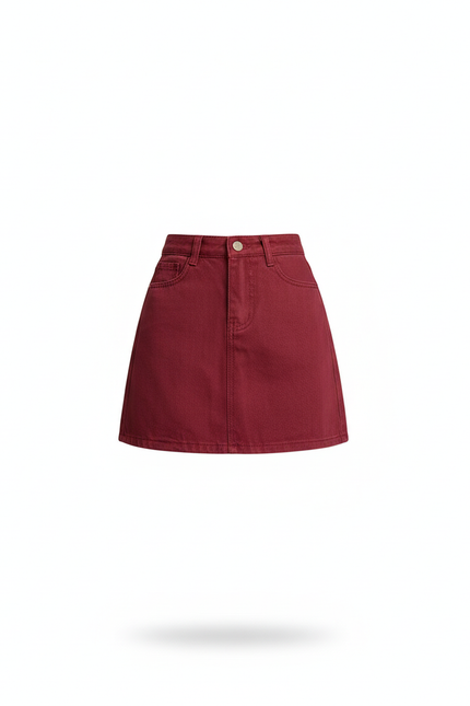 Jupe Jean Rouge Bordeaux Mini Décontractée