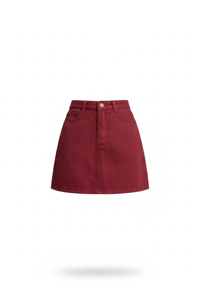Jupe Jean Rouge Bordeaux Mini Décontractée