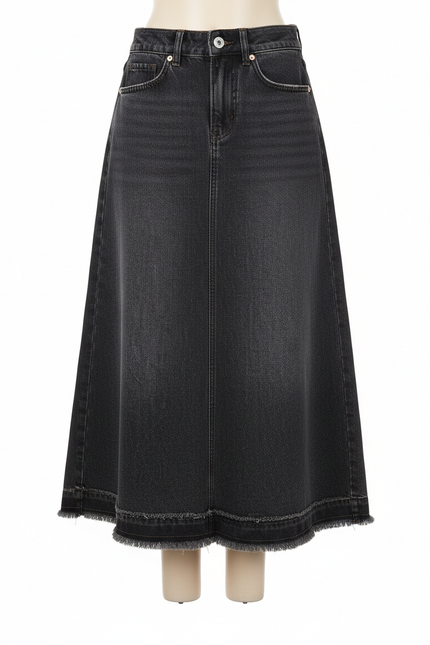 Jupe Jean Gris Anthracite Frangée Chic