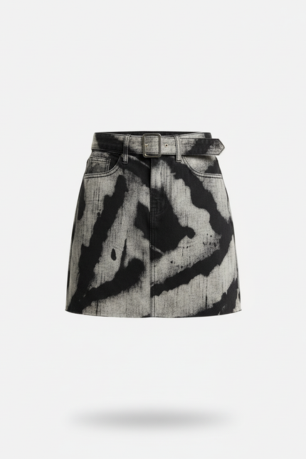 Jupe Jean Gris Délavé Mini Décontractée