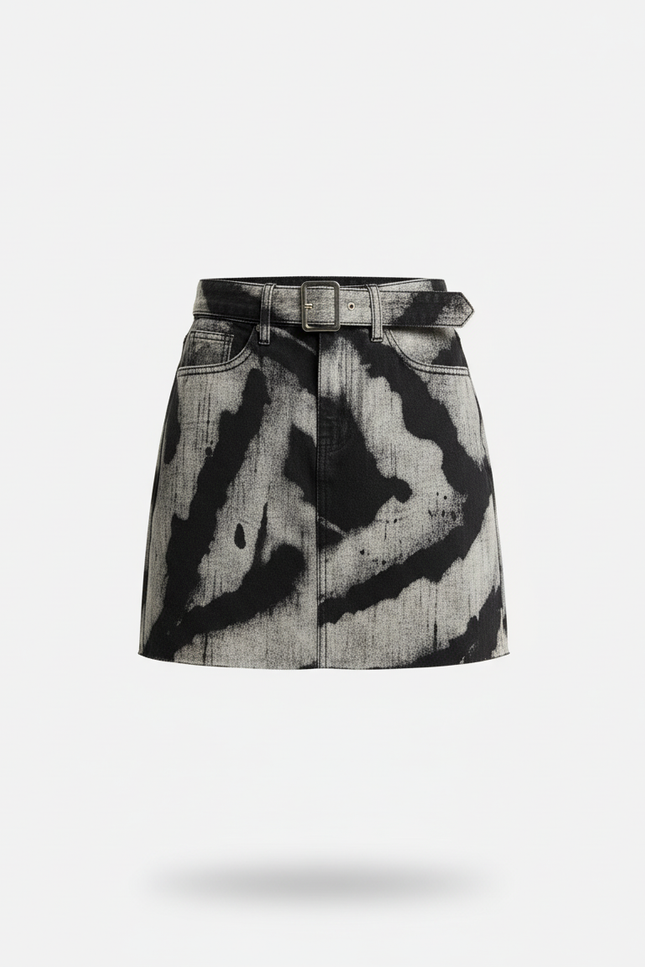 Jupe Jean Gris Délavé Mini Décontractée