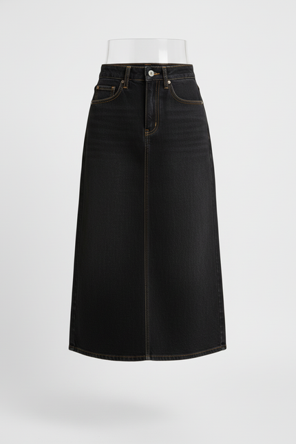 Jupe Jean Noir Taille Haute Chic