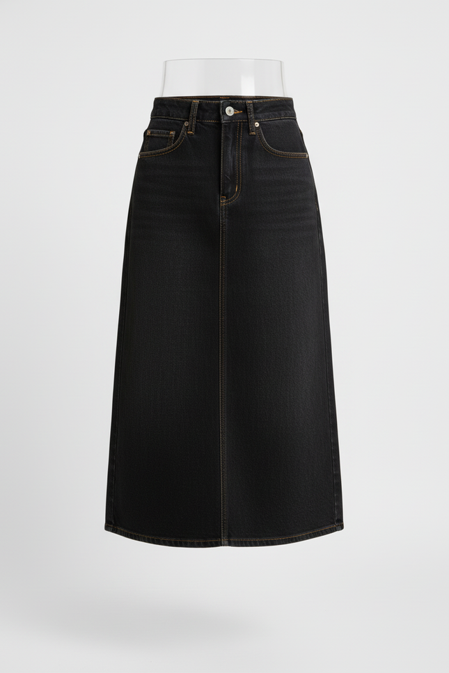 Jupe Jean Noir Taille Haute Chic