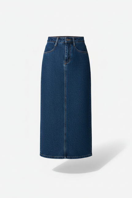 Jupe Jean Midi Taille Haute Chic