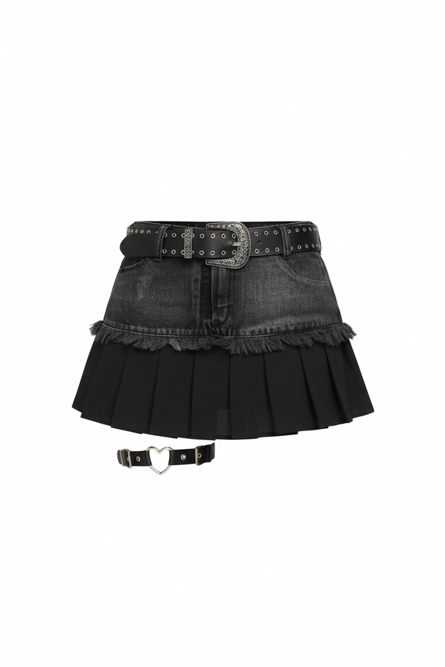 Jupe Jean Délavée Plissée Goth