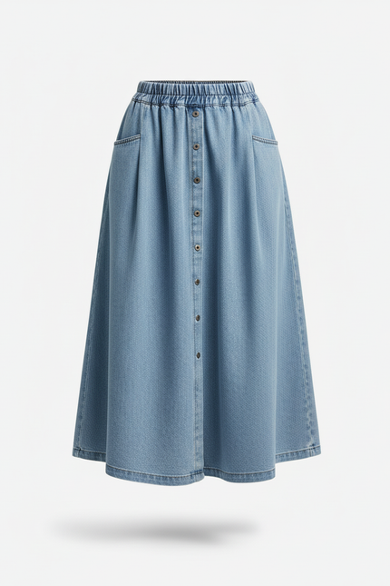 Jupe Jean Bleu Clair Évasée Décontractée