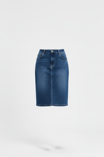Jupe Jean Droite Mi-Longue Chic