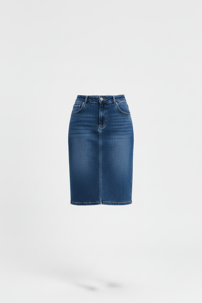 Jupe Jean Droite Mi-Longue Chic